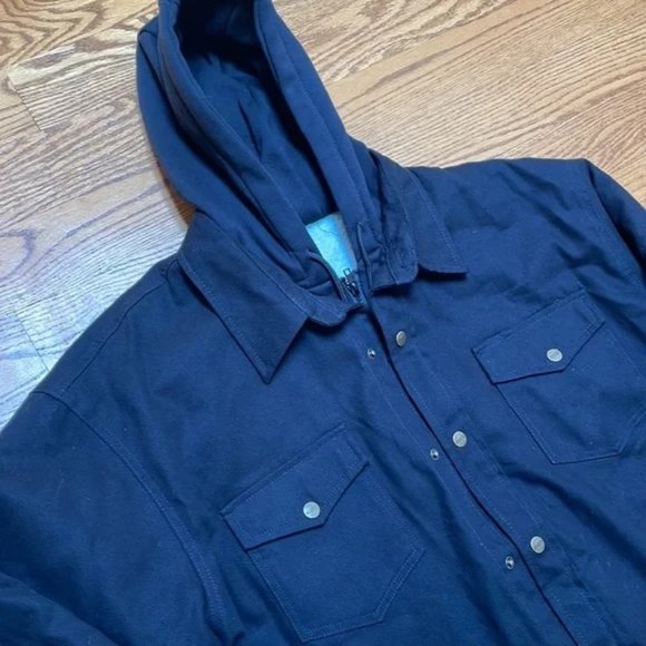 Dakota Heavy Duty Layered Denim Style Hooded Jacket Black Size: XL - Picture 2 of 6